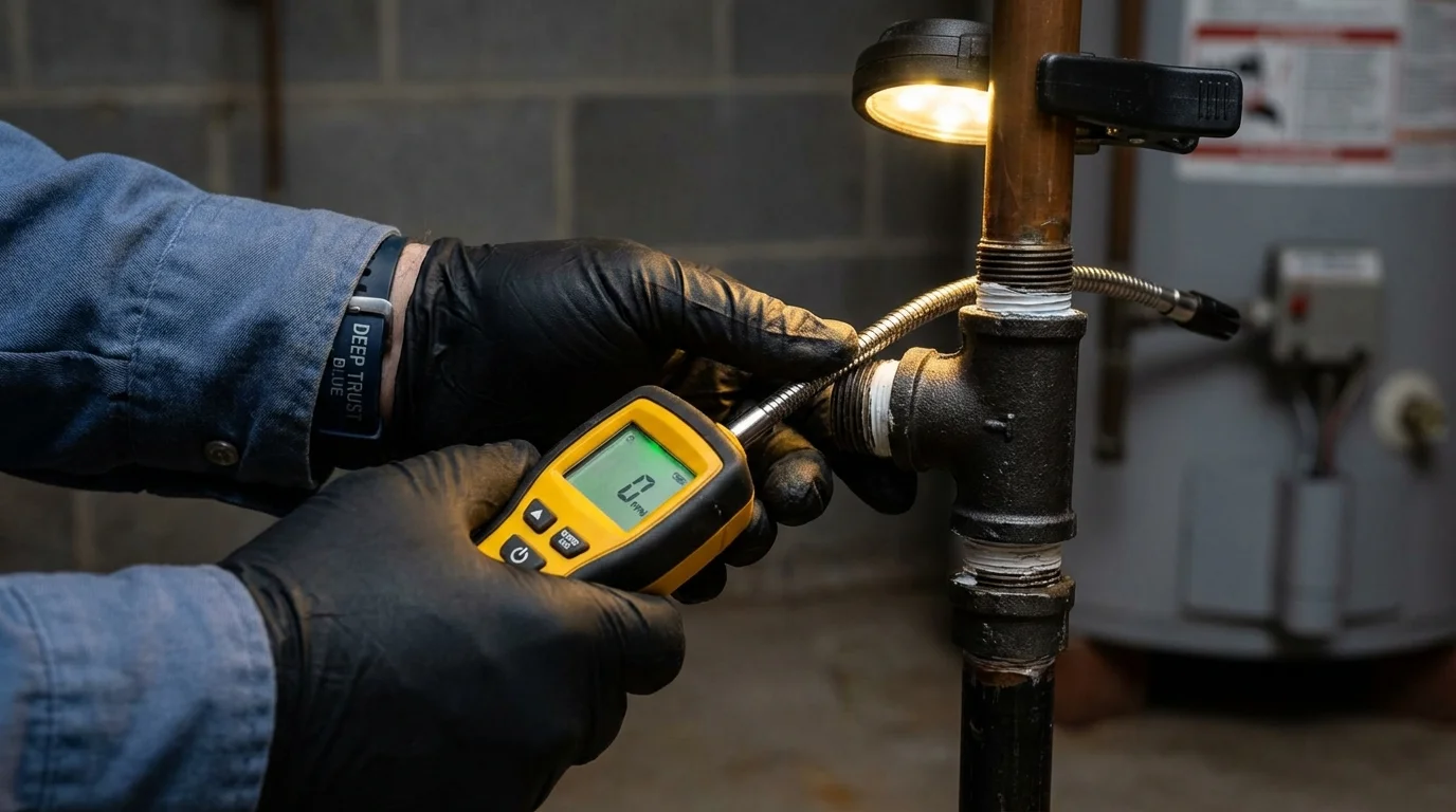 Gas leak detection with electronic sniffer by Johns Plumbing LLC in Lenexa